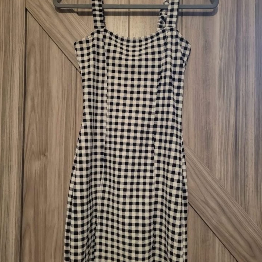 Stylish Black and White Checkered Dress